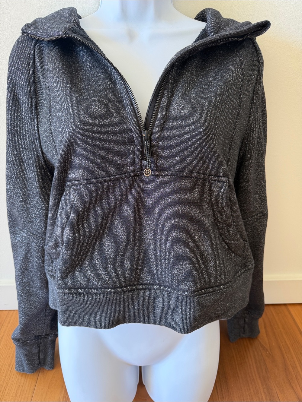 Lululemon athletica Scuba Half-Zip Hoodie black with silver sparkle